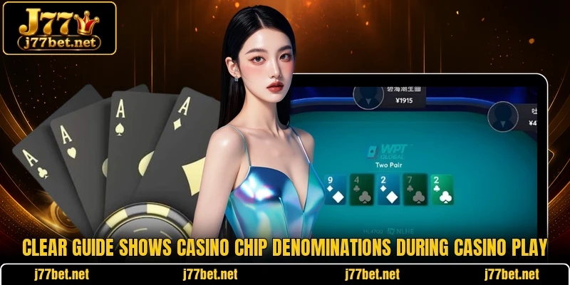Clear guide shows casino chip denominations during casino play