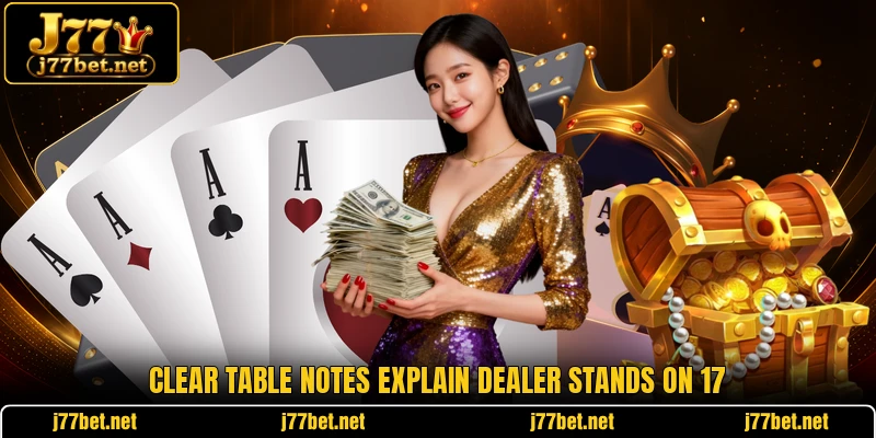 Clear table notes explain dealer stands on 17