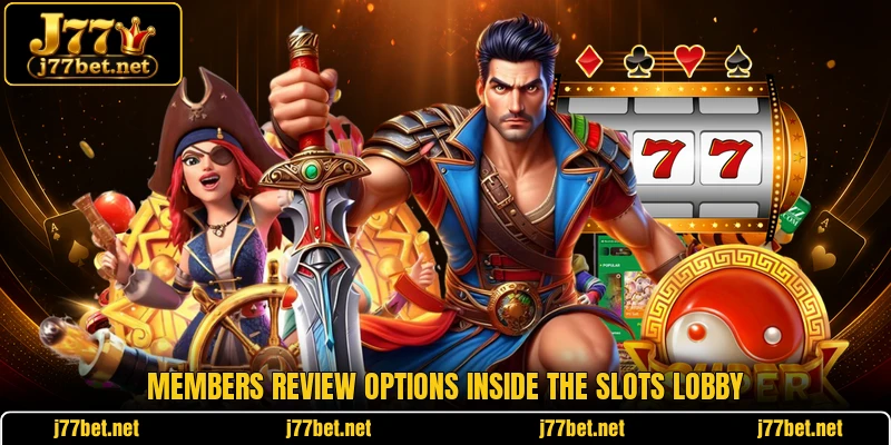 Members review options inside the slots lobby