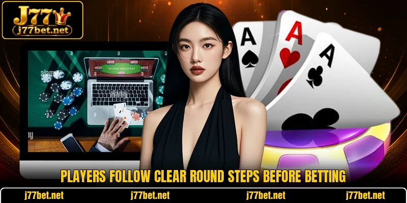 Players follow clear round steps before betting
