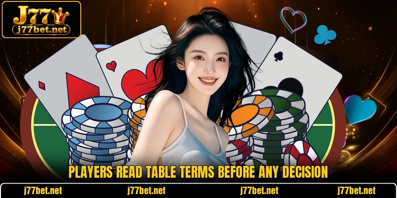 Players read table terms before any decision Players read table terms before any decision