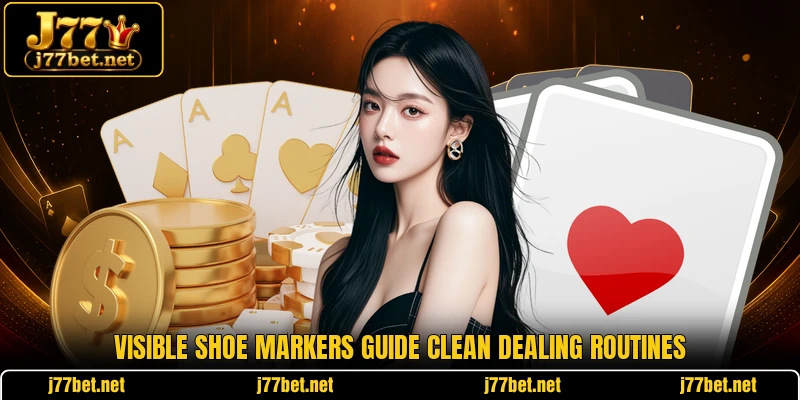 Visible shoe markers guide clean dealing routines